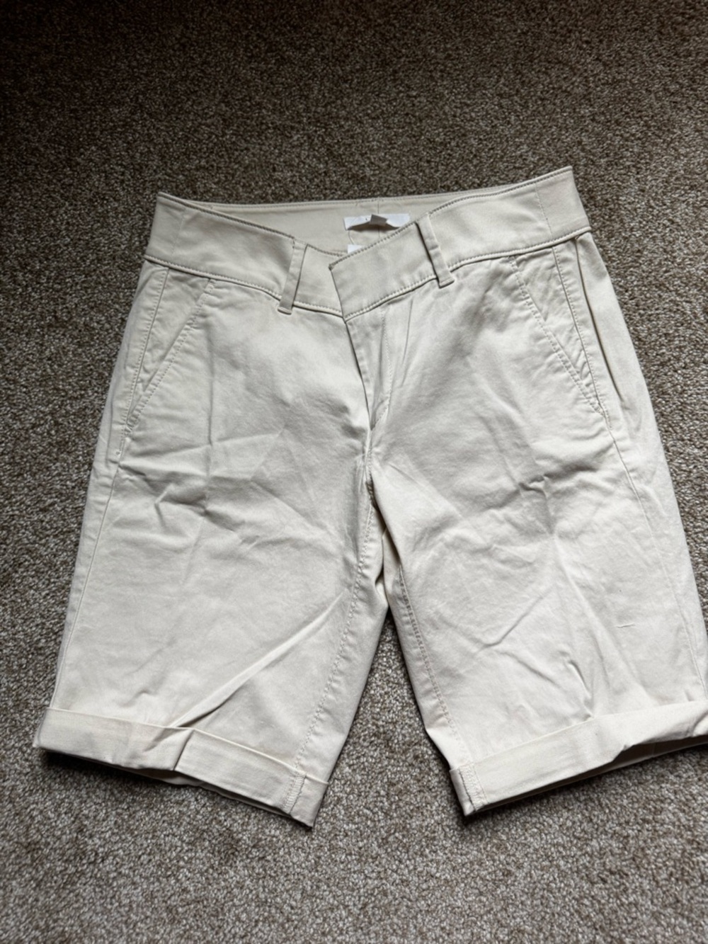 LOFT Neutral Cream High-Rise Bermuda Shorts